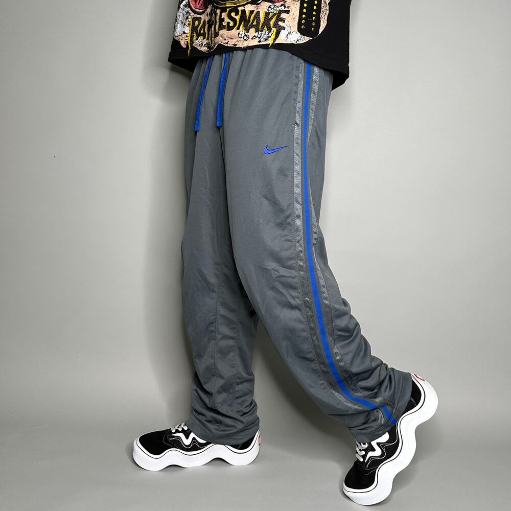 Vintage Y2K Nike Sweatpants Mens XL Baggy Fit Grey Royal Blue Polyester